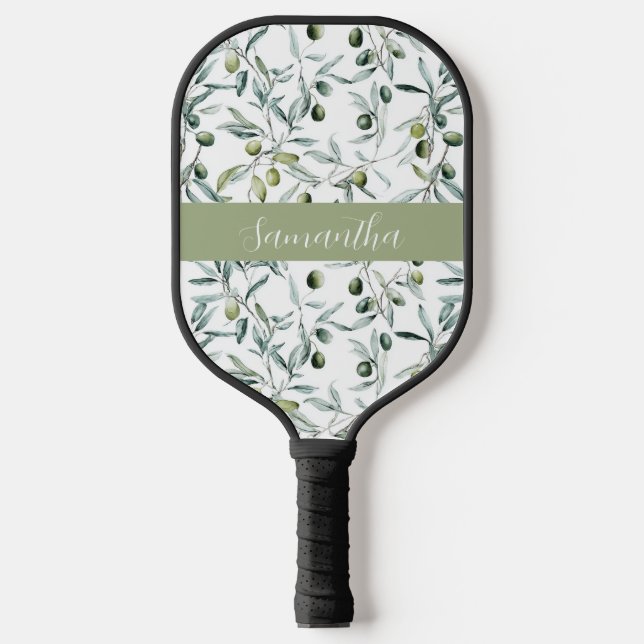 Sage Green French Country Olive Name  Pickleball Schläger (Vorderseite)