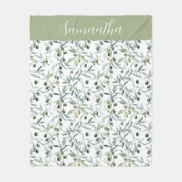 Sage Green French Country Watercolor Olive Name  Fleecedecke