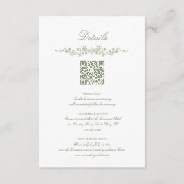 Sage Green French Floral with QR Code Wedding Begleitkarte