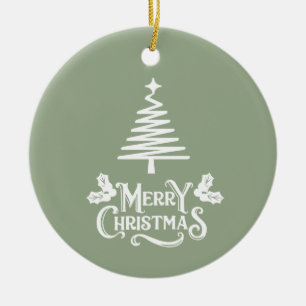 Sage Green frohe Weihnachten Keramik Ornament