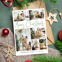 Sage Green Frohe Weihnachtskalligrafie Foto Feiertagskarte