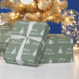 Sage Green Frory Weihnachten Weiße Weihnachtsbaum Geschenkpapier
