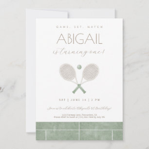 Sage Green Game Set Match Tennis Einladung