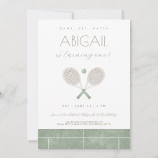 Sage Green Game Set Match Tennis Einladung