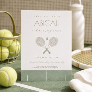 Sage Green Game Set Match Tennis Einladung