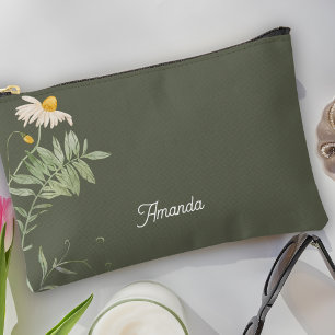 Sage Green Gänseblümchen Floral Minimal Zubehörtasche