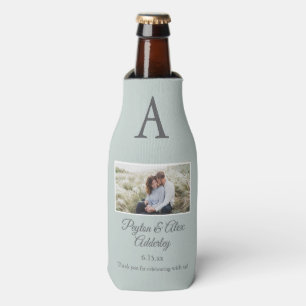 Sage Green Gastgeschenk Hochzeit Foto Flasche Cool Flaschenkühler