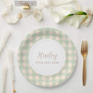 Sage green gelb Bauernhof Country Thema Hochzeit Pappteller