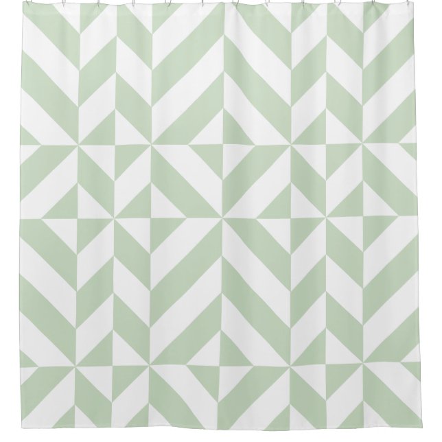 Sage Green Geometric Deko Cube Duschvorhang (Vorderseite)