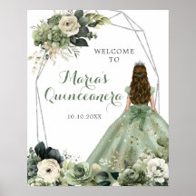 Sage Green Geometric Quinceañera Begrüßungszeichen