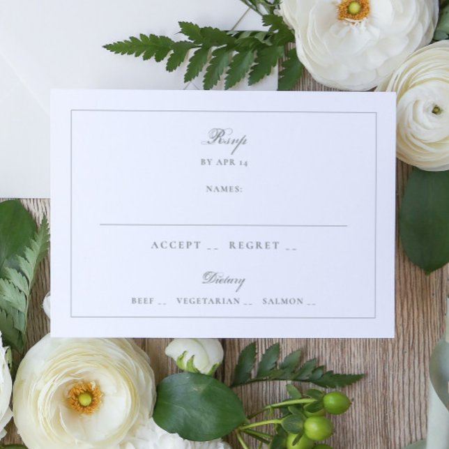 Sage Green Gerahmt Elegant Monogram Wedding RSVP Karte (Von Creator hochgeladen)