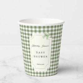 Sage Green Gingham and BowBaby Shower Pappbecher