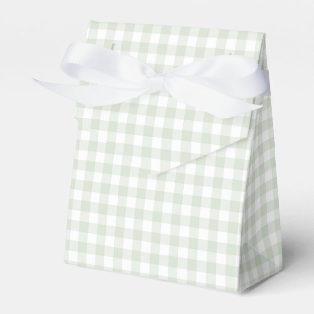 Sage Green Gingham Baby Dusche Geschenkschachtel (Vorderseite)