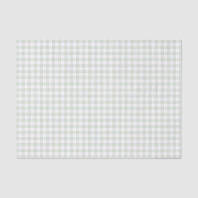 Sage Green Gingham Baby Dusche Seidenpapier (Vorderseite)
