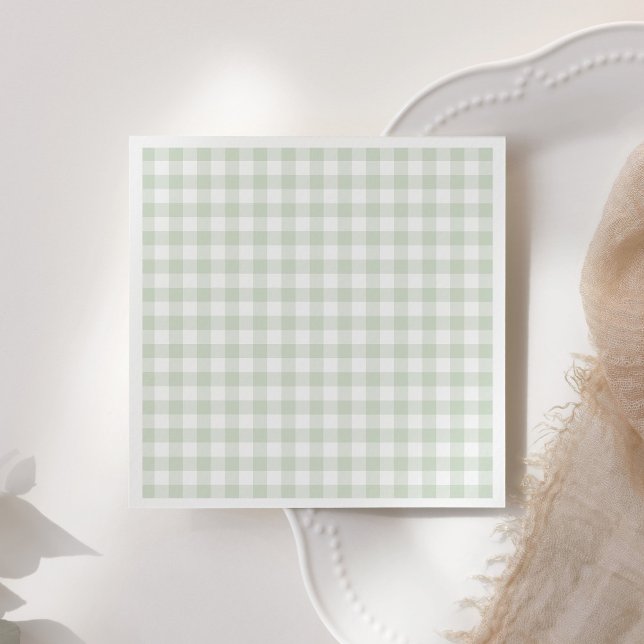 Sage Green Gingham Baby Dusche Serviette (Von Creator hochgeladen)