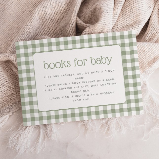 Sage Green Gingham Baby Showbuchanfrage Begleitkarte (Von Creator hochgeladen)