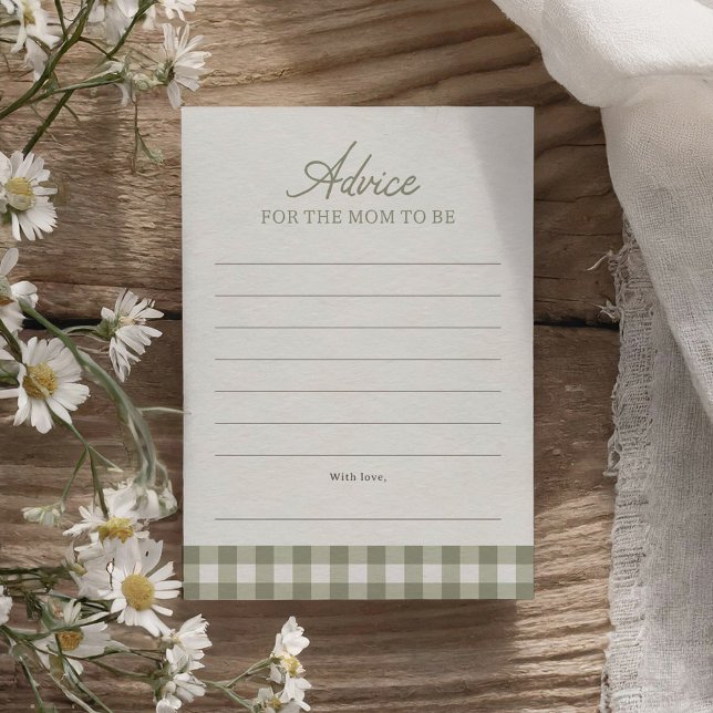 Sage Green Gingham Baby Shower Addon Card Einladung (Von Creator hochgeladen)
