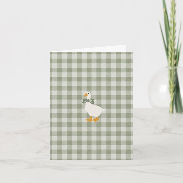 Sage Green Gingham Buffalo Check Baby Shower  Karte (Vorderseite)