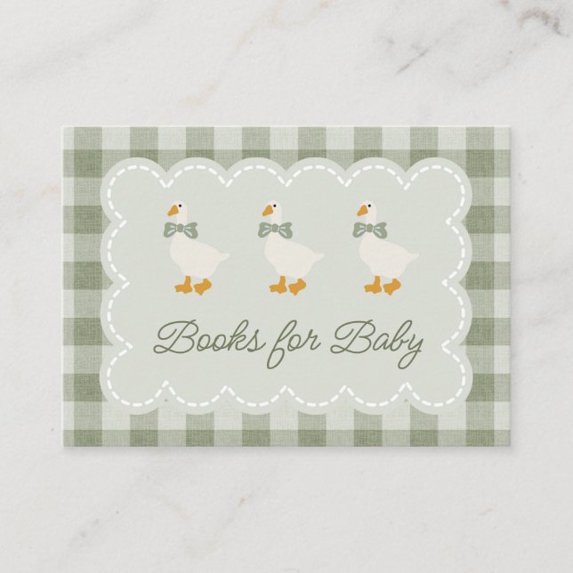 Sage Green Gingham Buffalo Check Baby Shower Linen Begleitkarte (Vorderseite)