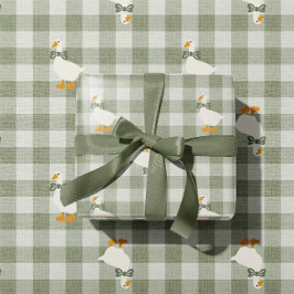 Sage Green Gingham Buffalo Check Baby Shower Linen Geschenkpapier