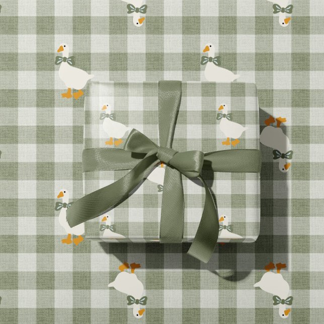 Sage Green Gingham Buffalo Check Baby Shower Linen Geschenkpapier (Von Creator hochgeladen)