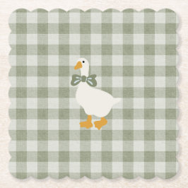 Sage Green Gingham Buffalo Check Baby Shower Linen Untersetzer
