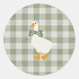 Sage Green Gingham Buffalo Check Baby Shower  Runder Aufkleber