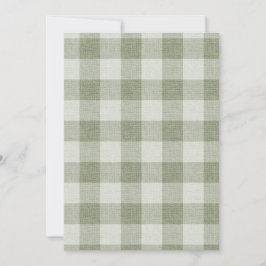 Sage Green Gingham Buffalo Check Linen Texture  Einladung