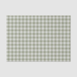 Sage Green Gingham Buffalo Check Linen Texture Seidenpapier