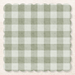 Sage Green Gingham Buffalo Check Linen Texture  Untersetzer