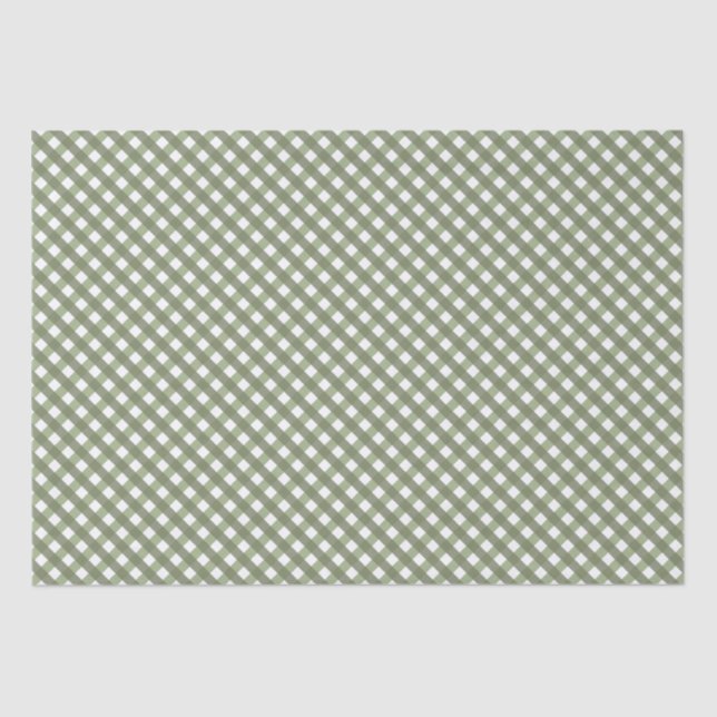 Sage Green Gingham Gemustert Seidenpapier (Vorderseite)