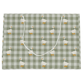 Sage Green Gingham Goose Buffalo Check Baby Shower Große Geschenktüte