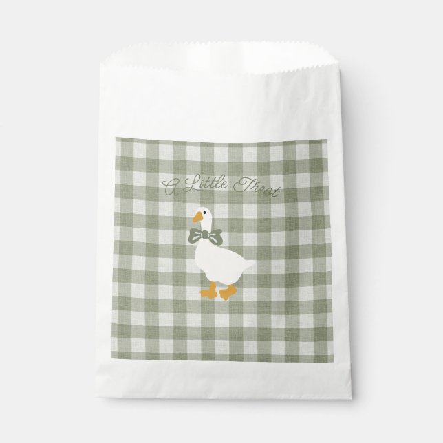 Sage Green Gingham Goose Buffalo Check Treat Bag Geschenktütchen (Vorderseite)
