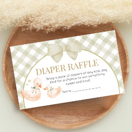 Sage Green Gingham Goose Shower Diaper Raffle Begleitkarte