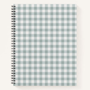 Sage Green Gingham Kariert Stripe Notizbuch