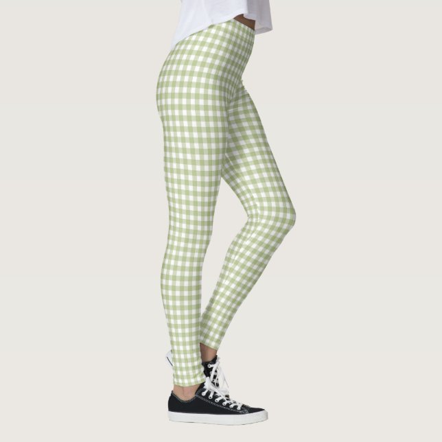 Sage Green Gingham Karo Leggings (Rechts)
