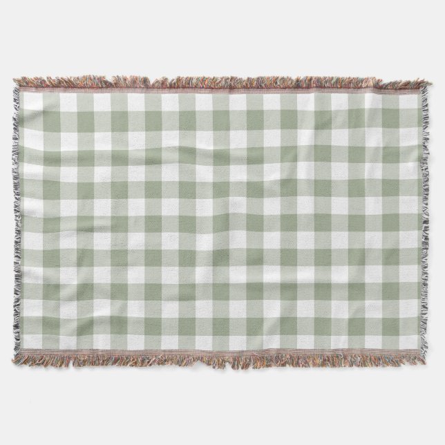 Sage Green Gingham Karo Rustikal Decke (Vorderseite)