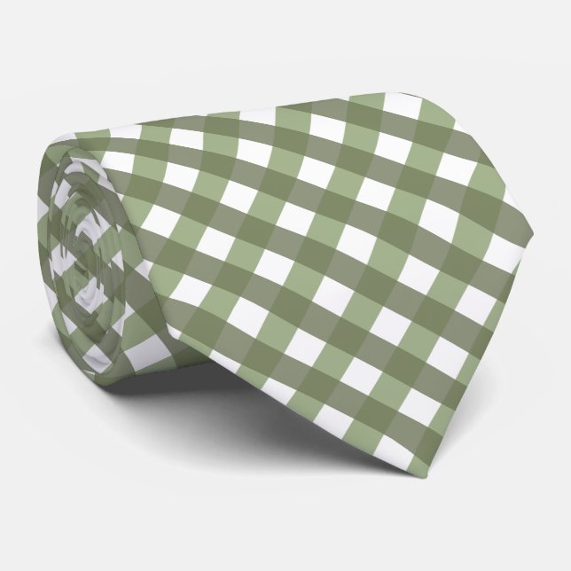 Sage Green Gingham    PatternedNeck-Krawatte Krawatte (Gerollt)
