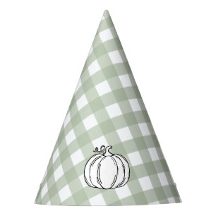 Sage Green Gingham Pumpkin Partyhütchen