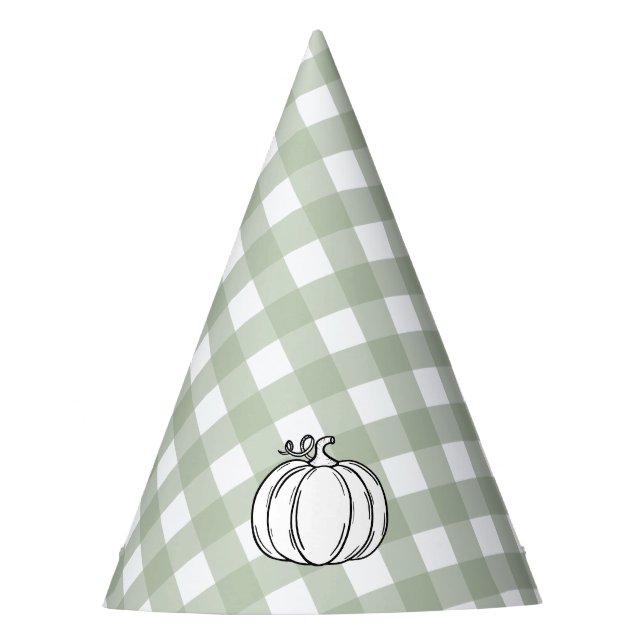Sage Green Gingham Pumpkin Partyhütchen (Vorderseite)