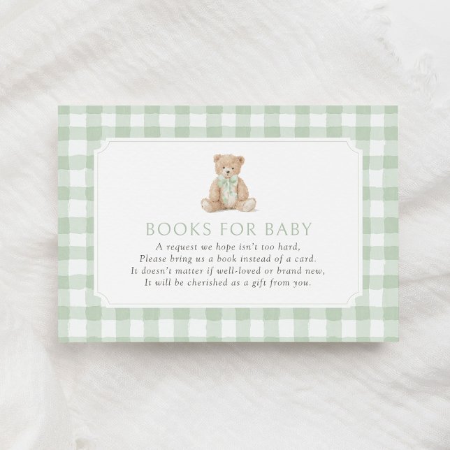 Sage Green Gingham Teddy Bear Books for Baby Begleitkarte (Von Creator hochgeladen)