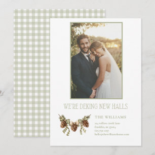 Sage Green Gingham Wir schmücken neue Hallen Umzug Feiertagskarte