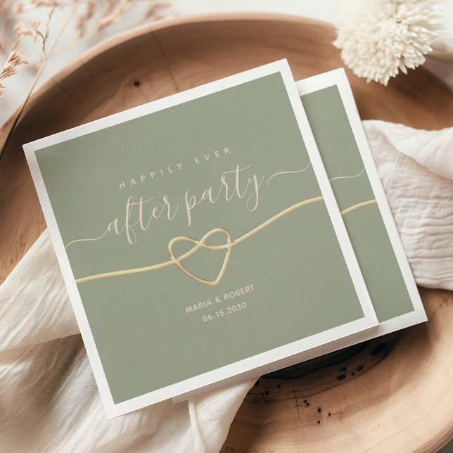 Sage Green glücklich immer nach dem Party Hochzeit Serviette (Von Creator hochgeladen)