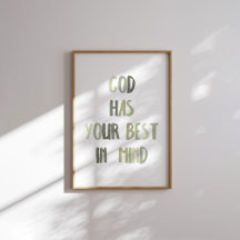 Sage green God hat dein bestes im Kopf Poster