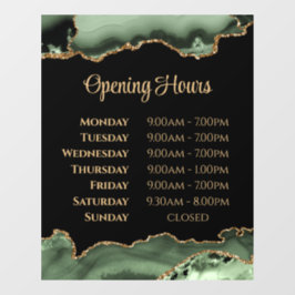 Sage Green Gold Agate Opening Stunden Fensterheber Fensteraufkleber