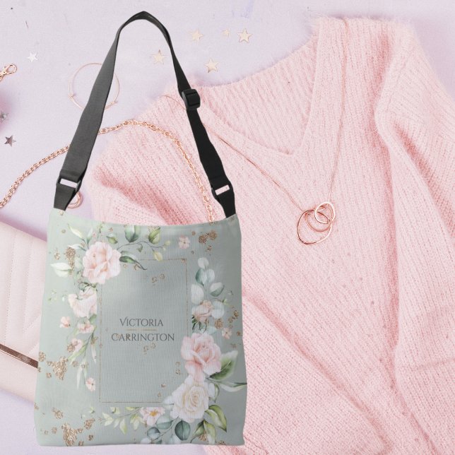 Sage Green Gold Aquarell Personalisiert Tragetaschen Mit Langen Trägern (Von Creator hochgeladen)