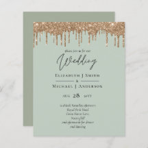 Sage Green Gold Dripping Glitzer Hochzeitsskript