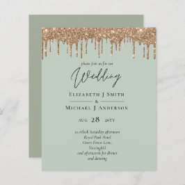 Sage Green Gold Dripping Glitzer Hochzeitsskript