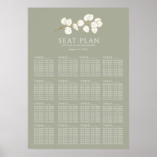 Sage Green Gold Eucalyptus Blätter Sitzkarten Poster