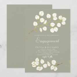 Sage Green Gold Eucalyptus Verlasst Engagement Par Einladung